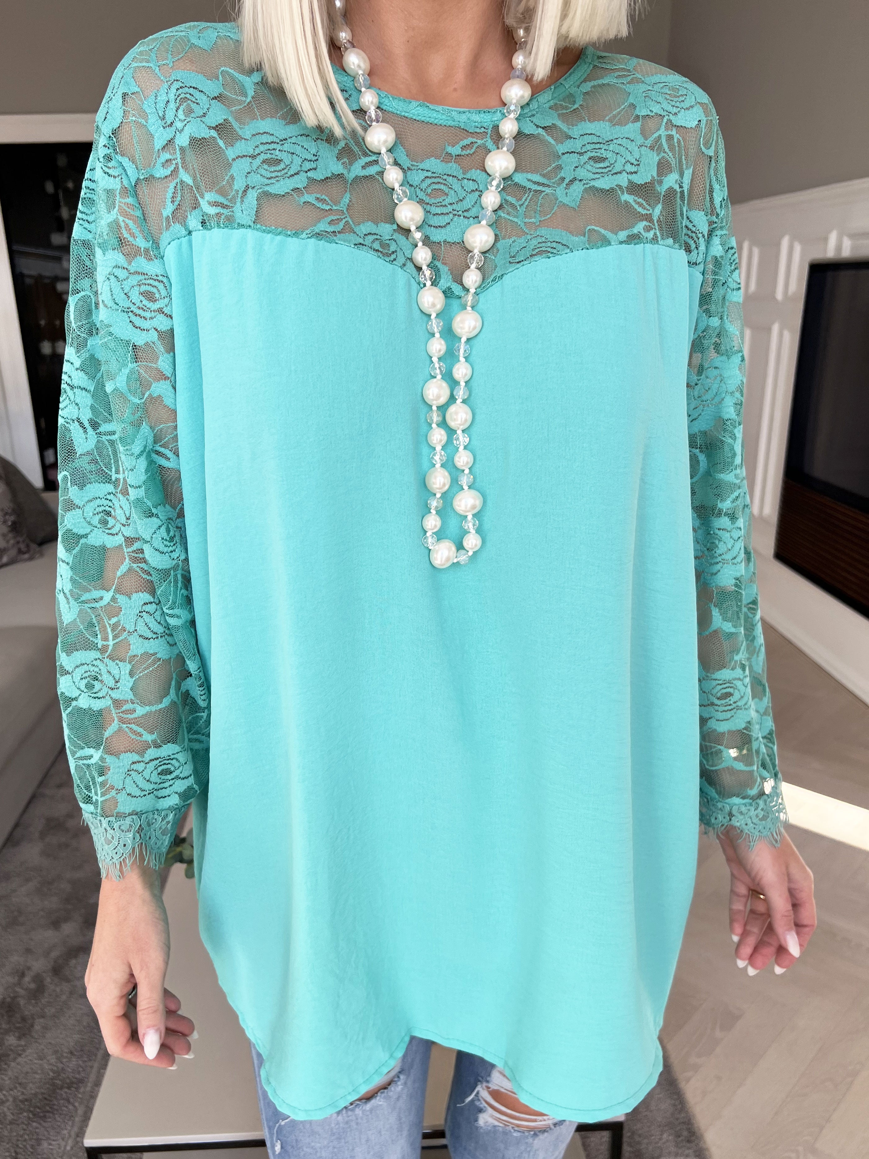 Nadine - Sød blonde tunika med sløjfe i ryggen